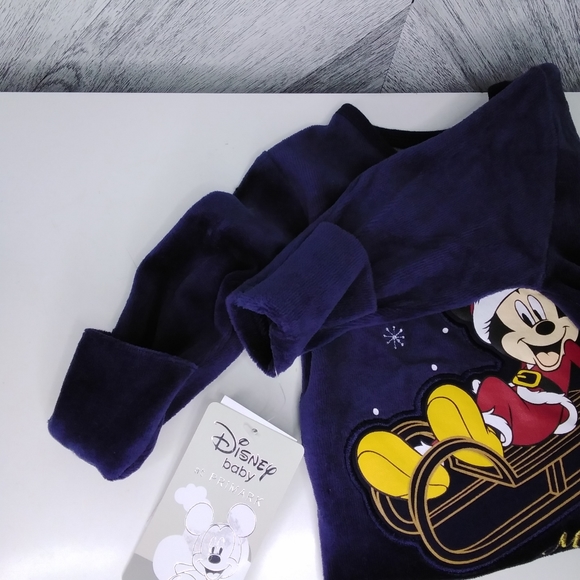 Disney Baby Mickey Mouse Christmas 2pc Set Coverall Jumpsuit Newborn (Blue) - Picture 8 of 8